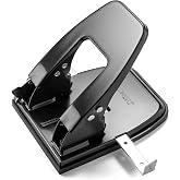 Officemate 2 Hole Punch - 30 Sheet Capacity, Manual Paper Punch with Adjustable Paper Guide, Durable Metal Construction, Removable Chip Tray, Black
