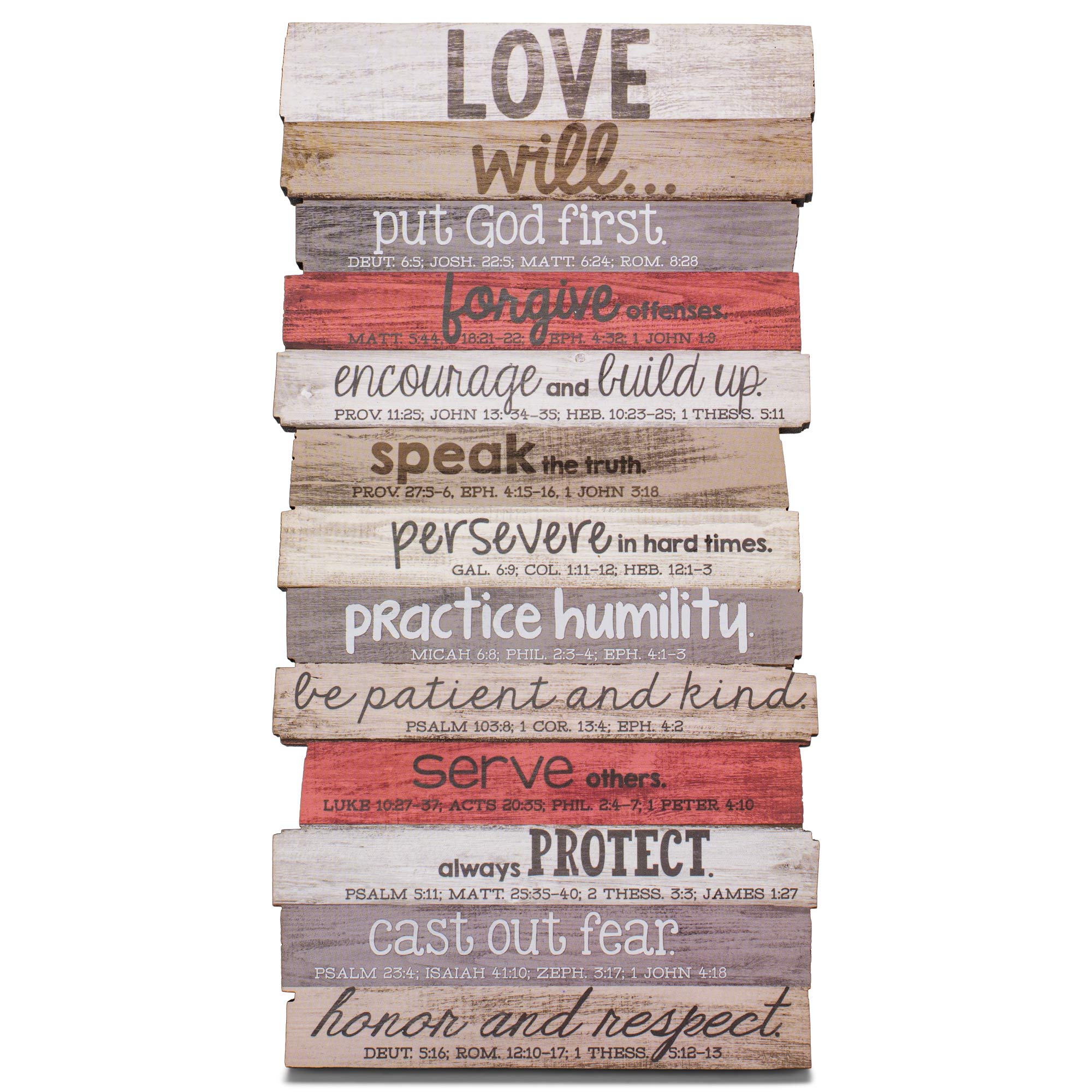 Lighthouse Christian Products Love Will Put God First Rustic Stacked Pallet 8.5 x 16.5 Wood Plaque