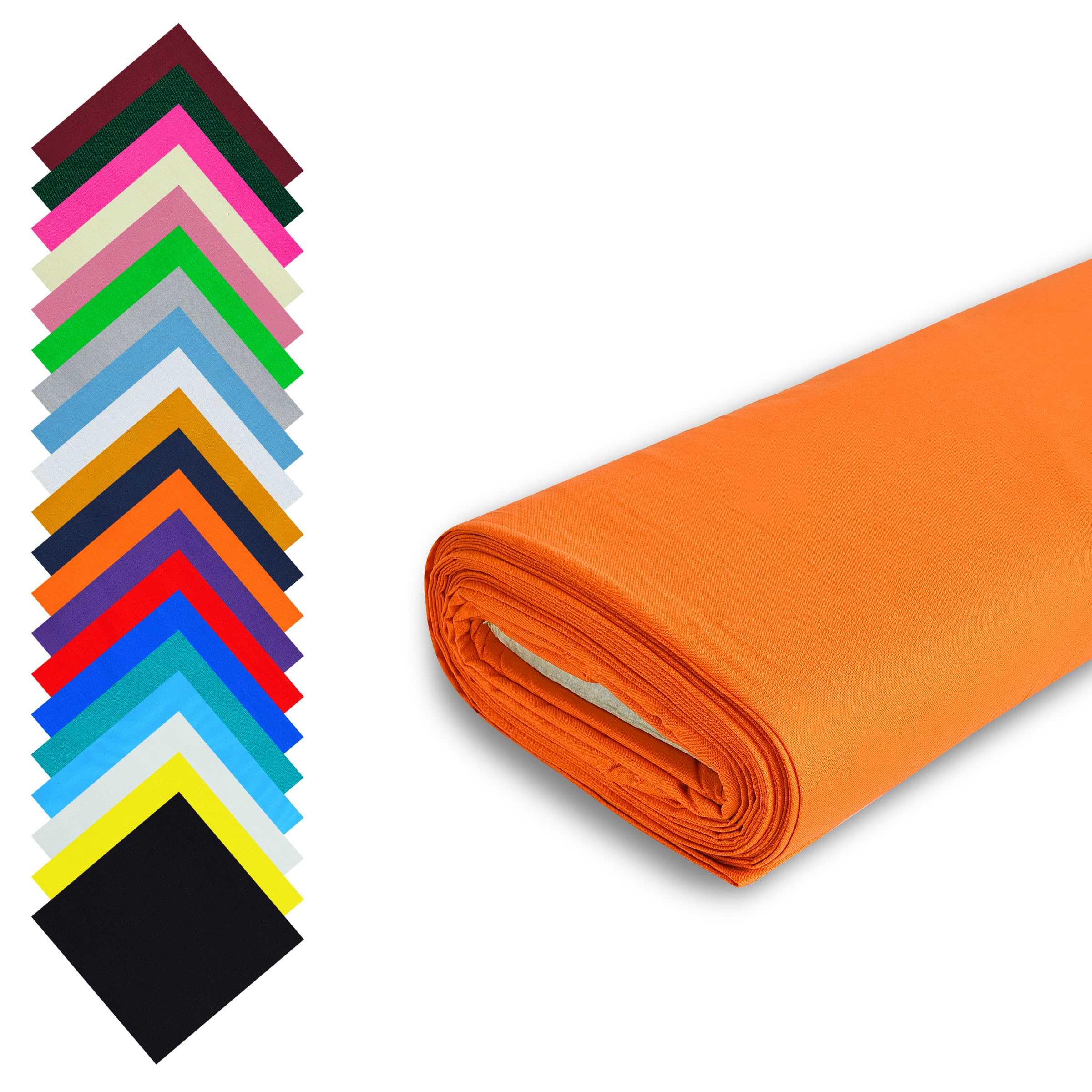 Fashion Track Orange Fabric Cotton by The Metre UK - 58 Inches / 147.5 cm Wide - 100% Cotton Fabric Plain - 60 Square - Available in 20 Colours and 5 Sizes (3 Metre, Orange)