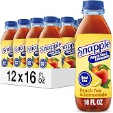 Snapple Peach Tea &amp; Lemonade, 16 Oz Bottles, 12 Count | All Natural, No Artificial Flavors or Sweeteners, Made with Real Juice, Black and Green Tea Blend, Gluten-Free, Pack of 12