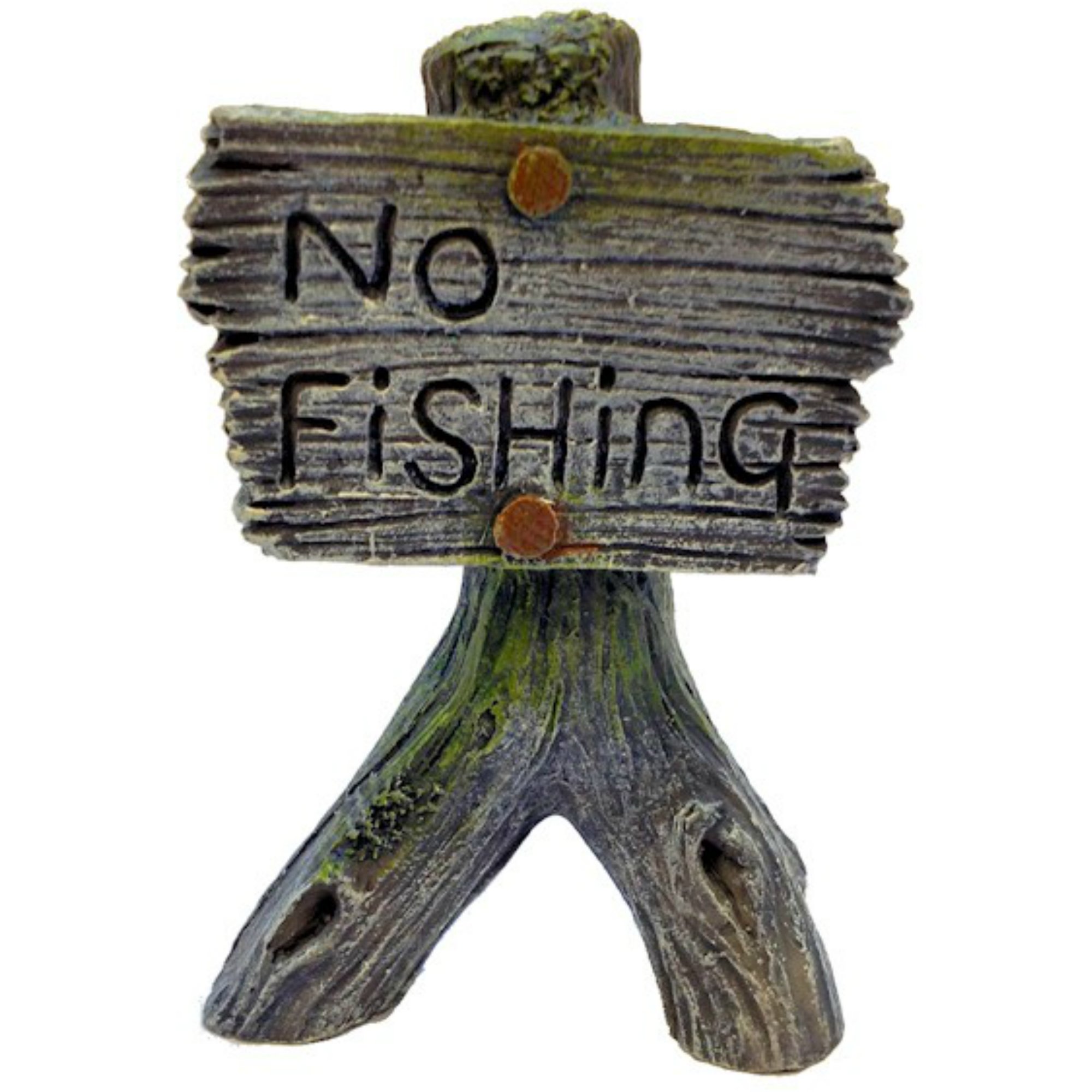 Betta Small Aquarium Ornament No Fishing Sign Grey