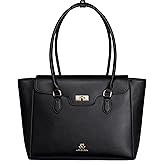 LOVEVOOK Laptop Bag for Women Soft Leather Work Bag, Office Shoulder Tote Purse Professional Briefcase with Flap Design