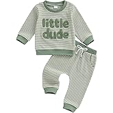 Nyapruwe Toddler Baby Boy Fall Winter Clothes Stripe Letter Embroidery Sweatshirt Tops Pants Set Casual Infant Outfits