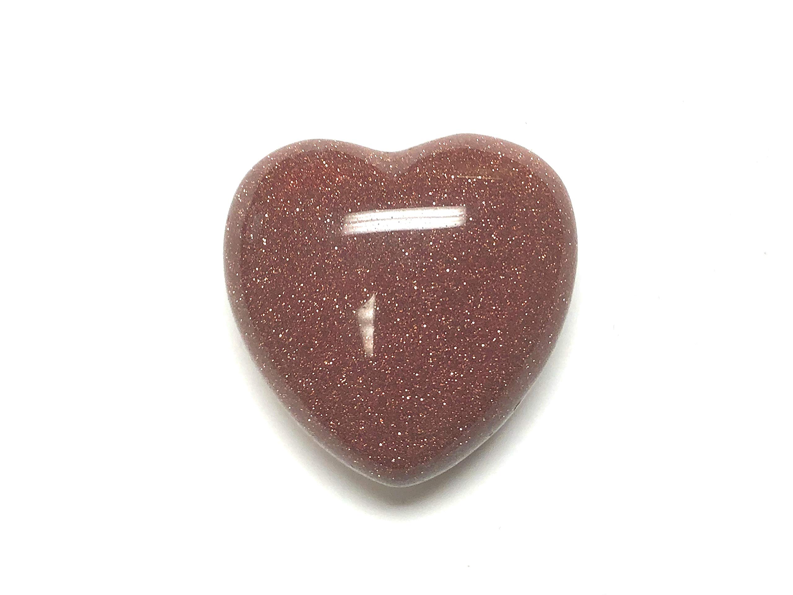 Zentron Crystal Collection: 30MM 1" Red Goldstone Puff Heart in Velvet Bag