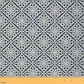 Feelyou Geometric Fabric by The Yard, Retro Floral Flowers Upholstery Fabric for Chairs, Abstract Art Decorative for Upholstery and Home DIY Projects, 1 Yard, Blue White