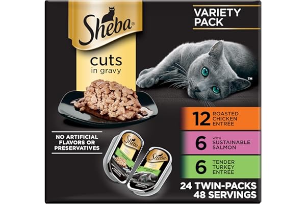 Sheba Perfect Portions Cuts in Gravy Wet Cat Food Trays, Variety Pack, 2.6 oz Twin Packs, 24 Count product