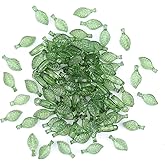 Larrel 100 Pcs Green Leaf Beads, Transparent Acrylic Leaves Pendants Tiny Green Leaf Bead Caps with Hole for Jewelry Making DIY Spring Crafts Earring Bracelet Wind Chimes