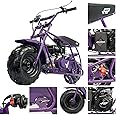 FRP Mini Dirt Bike GMB100 Plus, 99CC Gas Powered Mini Bike 4-Stroke 3HP, Off-Road Mini Bikes for Kids/Adult, W/LED Headlight and Neck Gaiter,Up to 28 Mph, Weight Support Up to 220 LBS (PURPLE)