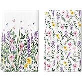 ANTPFAE Wildflower Hand Towels Set of 2,Spring Flowers Hand Towels for Bathroom Decorative Soft Absorbent Face Towels for Bathroom Summer Home Hotel Gym Spa Yoga Kitchen 18"x26"