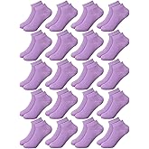 Funtery 20 Pairs Pink Purple Ankle Socks for Girls Breathable Low Cut No Show Pastel Socks