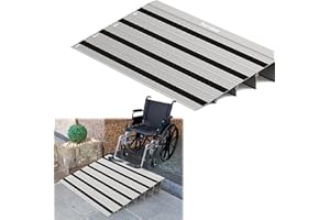 Nuvium 4"H x 34"L Door Threshold Ramp with Fixable Screws, Stable Portable Aluminum Ramp for Wheelchairs, Walkers, Scooters, and Power Chairs