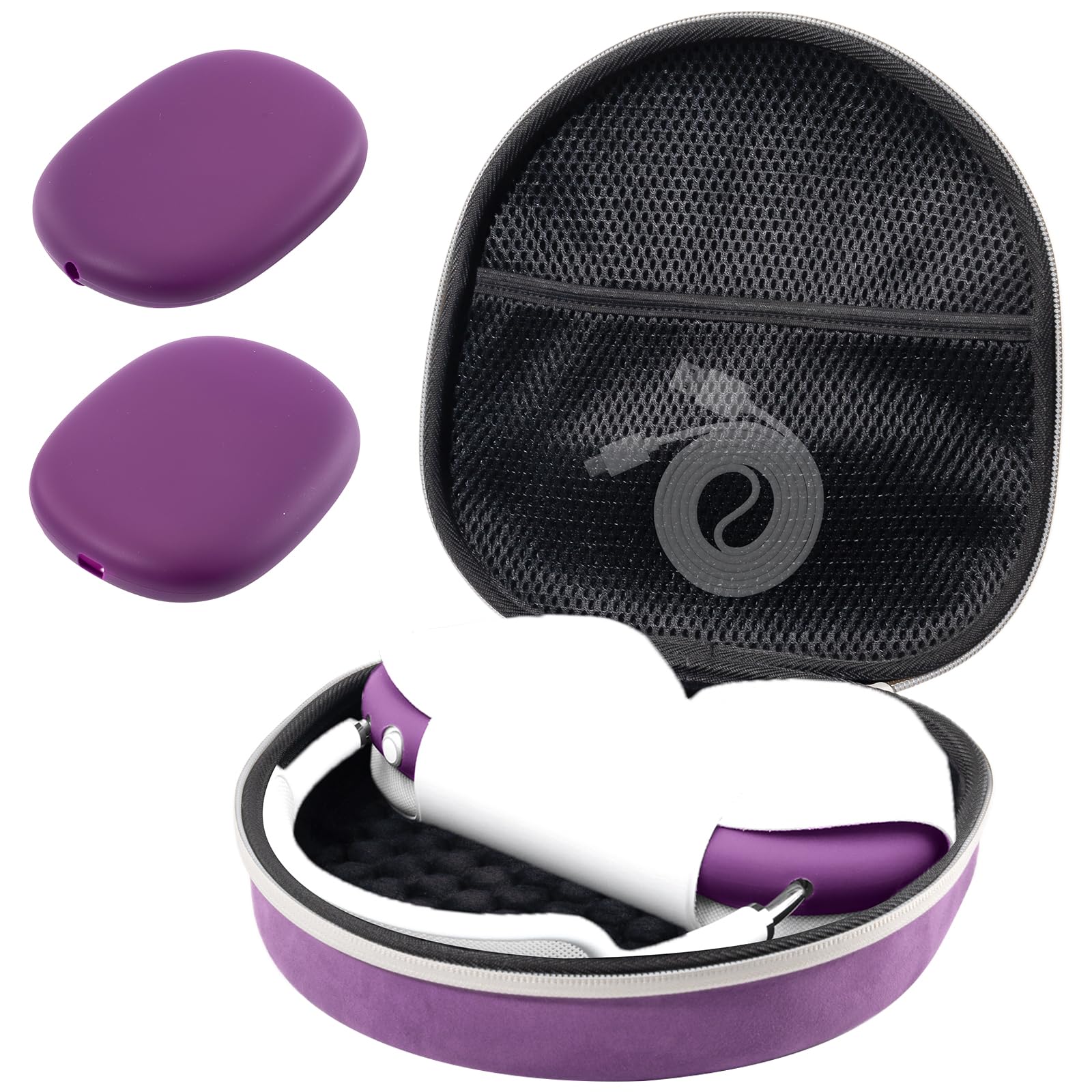 ProCase Hard Case for Apple AirPods Max & AirPods Max 2, Travel Protective Carrying Case with Silicone Ear Cushion Covers, Shockproof EVA Shell with Soft Lining & Accessory Pocket - Purple — image 1