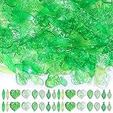 400 Pcs Green Acrylic Leaf Beads Charms Transparent Maple Tree Leaves Pendants Cute Green Leaves Bead Caps for DIY Craft Jewelry Making Women Earring Necklace Anklet