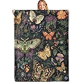 MIEPOS Vintage Butterfly Throw Blanket,50x60in,Soft,Lightweight Flannel,Colorful Botanical Floral Blankets - Gifts for Girls Women & Nature Lovers,For Couch Office Travel,Home Living Room Rustic Decor