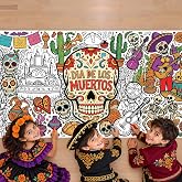 Dia De Los Muertos Crafts for Kids - Day of The Dead Giant Coloring Poster | 30 x 72 Inches Jumbo Coloring Banner - Kids Gifts Activities Toys Dia de Los Muertos Party Favors Decorations | Kids Games