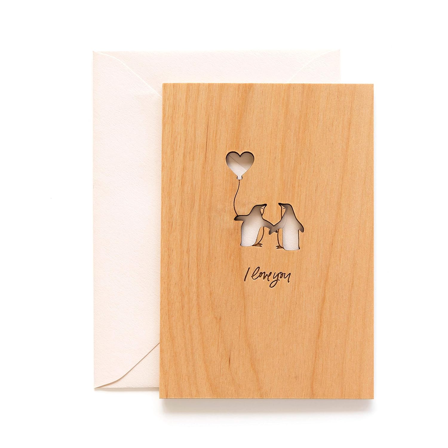 Penguin Love Laser Cut Wood Card Valentines Dayloveanniversaryboyfriend Or Girlfriend