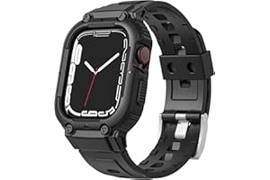 CRSBX Compatible for Apple Watch Band 49mm 45mm 44mm 41mm 40mm with Case Bumper, Military Tactical Sport Bands Rugged Protective Case for iWatch Series 9/8 7/6 /5/4 SE,Ultra 2 Strap MEN
