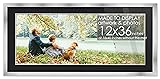 12x36 Frame Silver Wood with Black Mat | 16x40