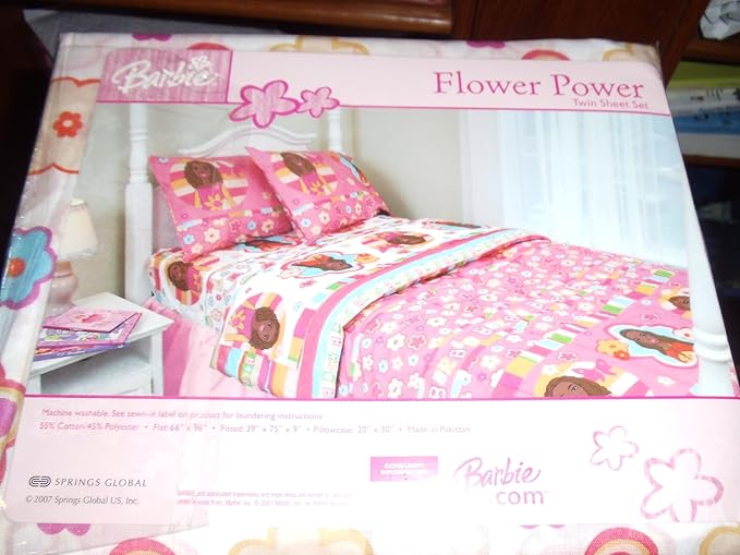 Amazon Com Barbie Flower Power Twin Sheet Set African American