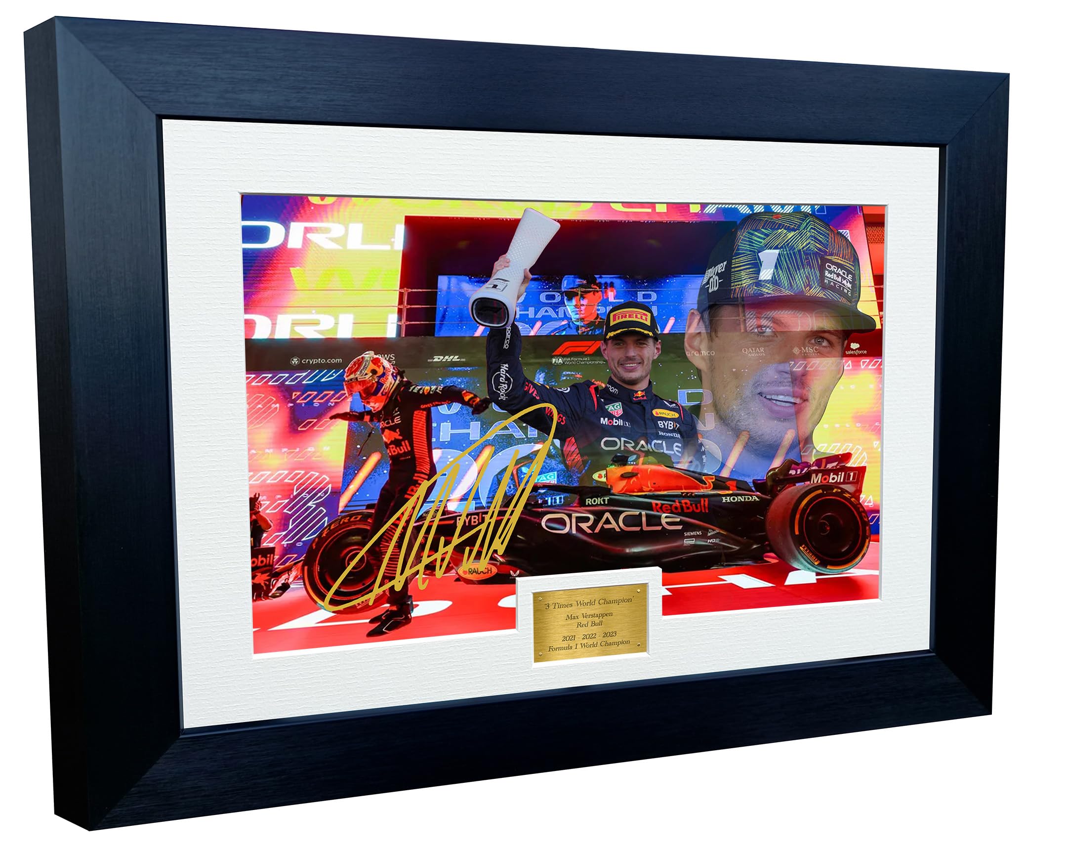 Kitbags & Lockers 12x8 A4 Max Verstappen 3 Times World Champion Winner Red Bull Autographed Signed Photo Photograph Picture Frame Racing Formula 1 F1 Poster Gift