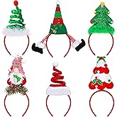 Aodaer 6 Pieces Christmas Headbands Christmas Party Favors Xmas Tree Costume Headbands Elf Hair Hoop for Xmas Party Supplies Holiday Decoration