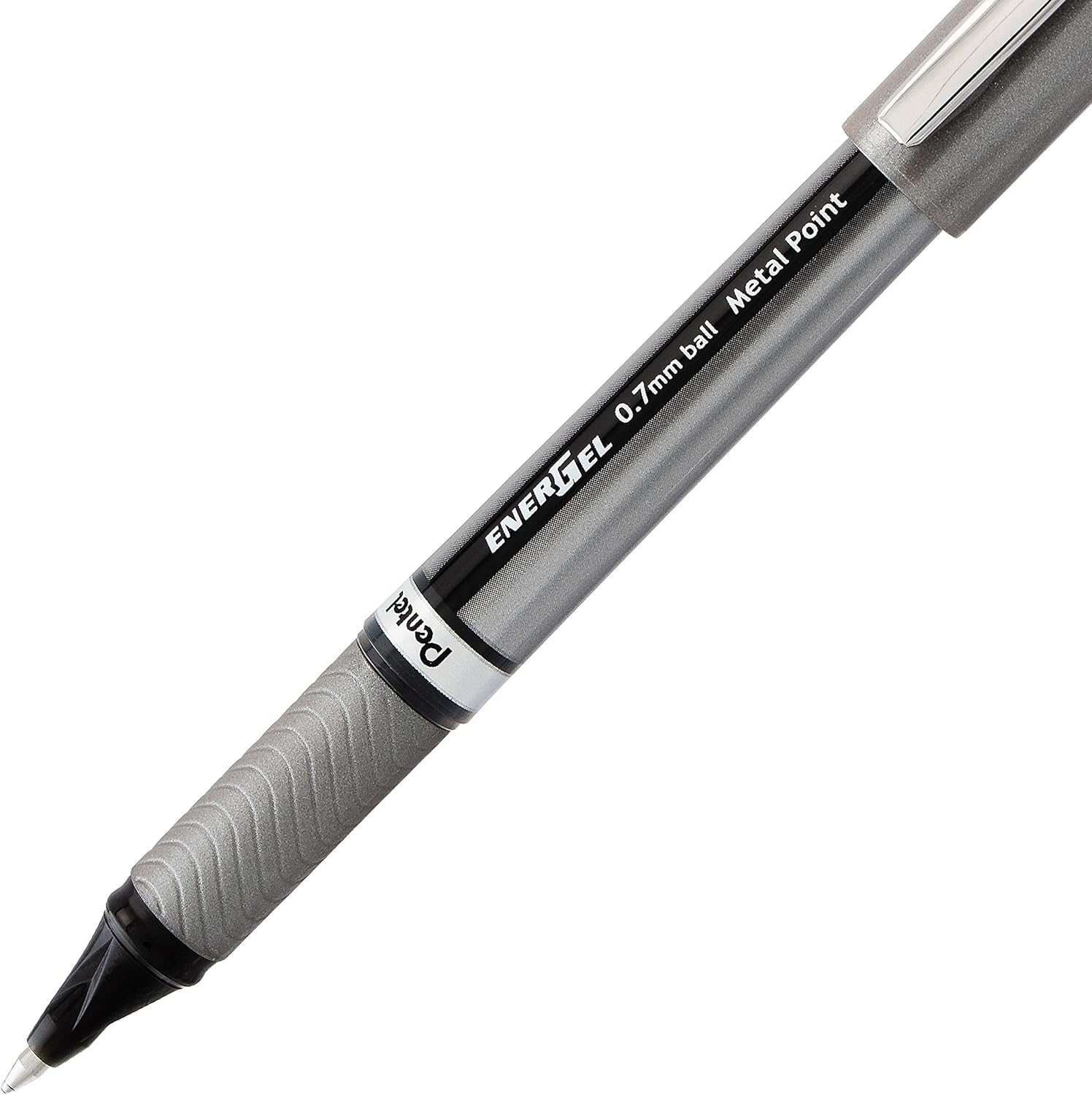 Pentel EnerGel NV Liquid Gel Pen, 0.7mm, Medium Line Capped, Metal Tip, Black Ink, Box of 12 (BL27-A): Office Products