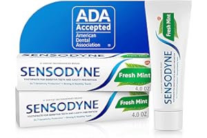 Sensodyne Fresh Mint Sensitive Toothpaste, ADA Accepted Toothpaste for Cavity Prevention and Sensitive Teeth Treatment - 4 Ou