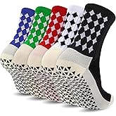 Ultrafun 5 Pairs Mens Grip Soccer Socks Non Slip Cushioned Crew Football Sports Socks