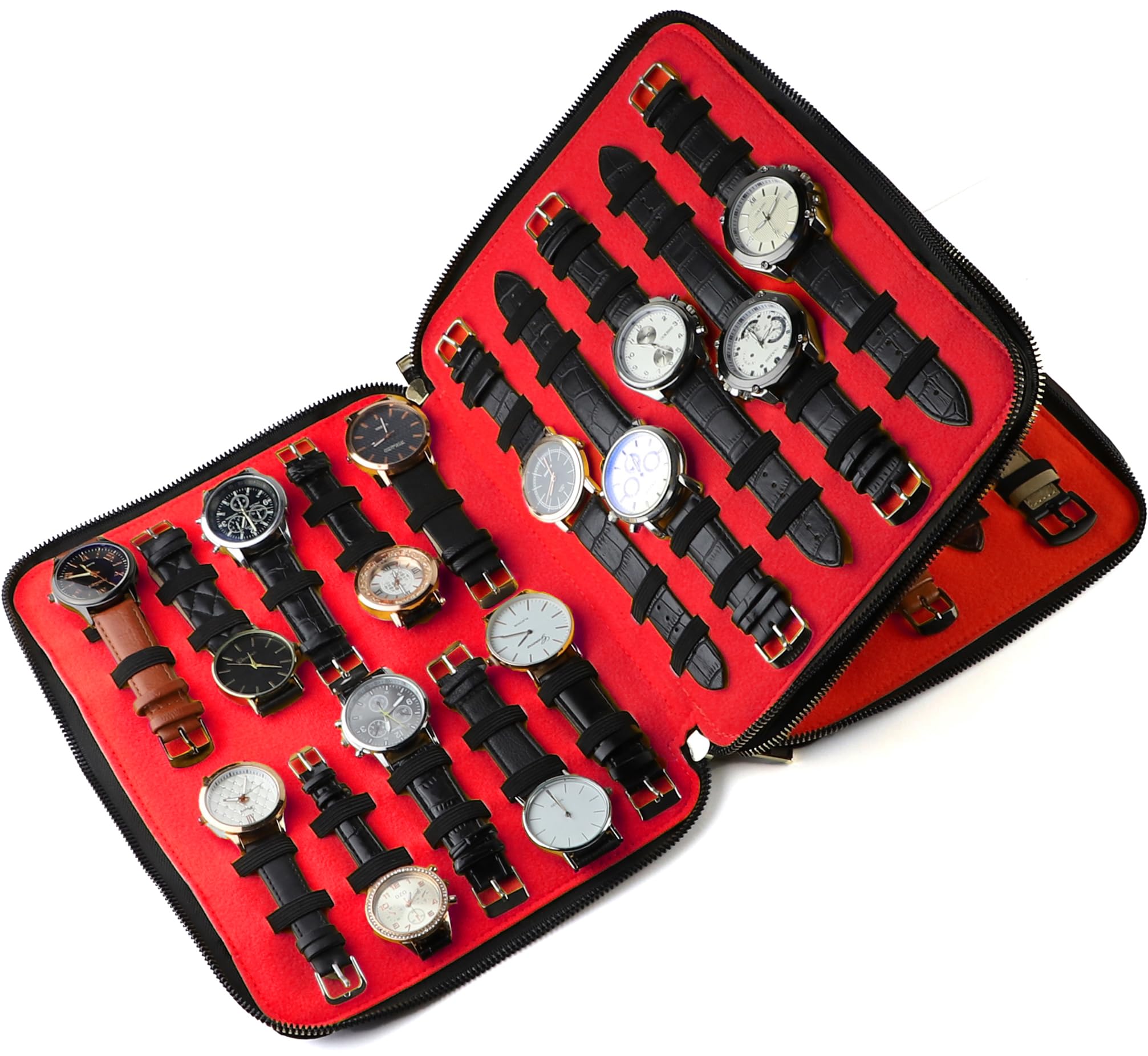 40 Slots Big Case Bag Watch Band Storage Strap Organizer Double Layer, Watch and Straps Collection for Apple Watch Band Organizer Jewelry Box Garmin Fitbit Samsung Galaxy Smart Watch Holder Men Ladies