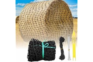 Slow Feed Hay Net for Horses and Livestock, 3 Size Options with 1.75-Inch Holes, Fits Standard Round and Square Bales to Redu