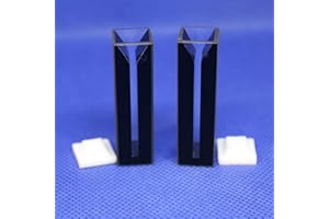 LAB4US Quartz Micro cuvette Cell Black Walls (2pcs) with Lid for spectrophotometer, Quartz Cuvettes Cells, 10mm Pathlength, 0.7ml,2 Clear Sides
