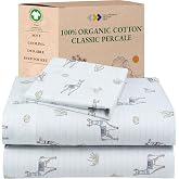 California Design Den Organic Cotton Twin Bed Sheet Set, 3 Pcs, Llama Print | GOTS Certified, Lightweight Crisp &amp; Airy Percale For Hot Sleepers, All-around Elastic, Easy Care