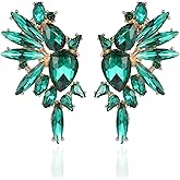 VANGETIMI Vintage Rhinestone Statement Earrings for Women Fashion Bling Colorful Crystal Cluster Drop Dangle Earrings