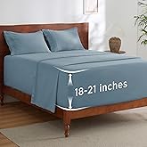 Bedsure Deep Pocket Queen Sheets Set - Fits Mattresses Up to 21 Inches Thick - 4 Piece GentleSoft Bed Sheets, Moisture Wicking, Soft & Cooling Bedsheet & Pillowcases, Easy & Secure Fit, Mineral Blue