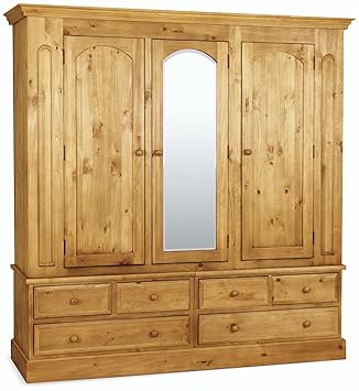 Welland Pine 3 Door 6 Drawer Triple Wardrobe Amazon Co Uk
