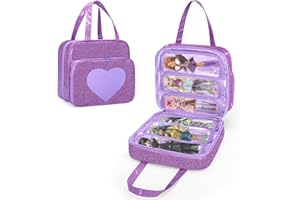 LoDrid Doll Case Compatible with Monster High Dolls with 6 Transparent Pockets for Display and Storage, Tote Bag with Front P