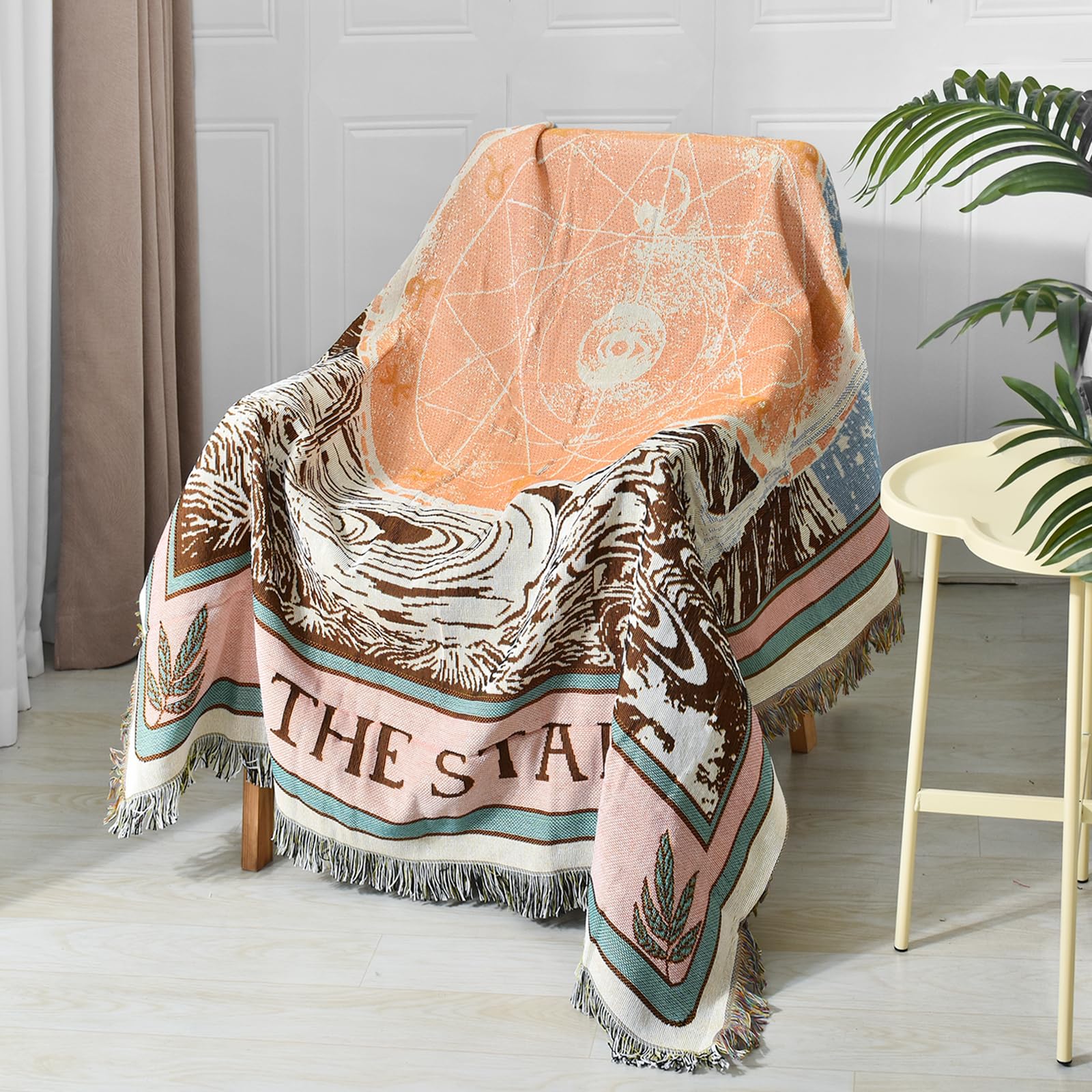 Shesyuki Boho Throw Blanket Reversible Cotton Bohemian Tapestry Hippie Room Decor Double Sided (BOHO The Star 50"x60") — image 1