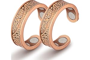 AURAMAG Copper Rings for Women, Lymphatic Drainage Ring 100% Solid Pure Copper Jewelry Gift, Adjustable Magnetic Rings with Exquisite Box (2 PCS)