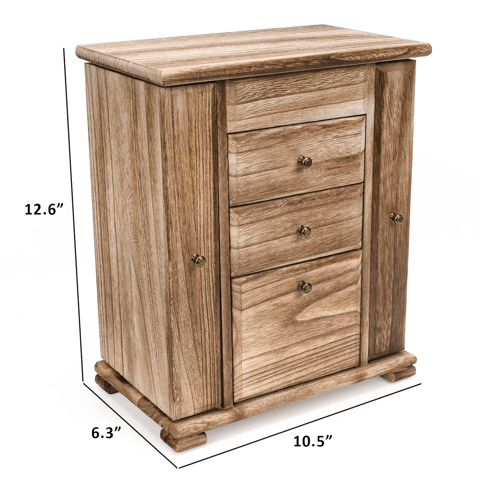Emfogo Emfogo Jewelry Box for Women, Rustic Wooden Jewelry Boxes & Organizers with Mirror, 4 Layer Jewelry Organizer Box Display for Rings Earrings Necklaces Bracelets (Rustic Brown)