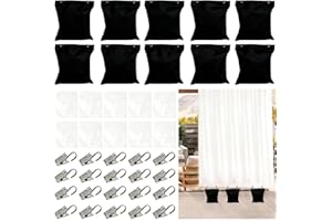 NOVEMBER SPRING 10 Pack Heavy Curtain Weights, 24oz Outdoor Curtain Weights Bag, Drapery Weighted Bottom Gazebo Weights Sandbag with Holder Clip for Heavy Wind Drapes Cabana Gazebo Pergola Garden (black, 6" x 8")