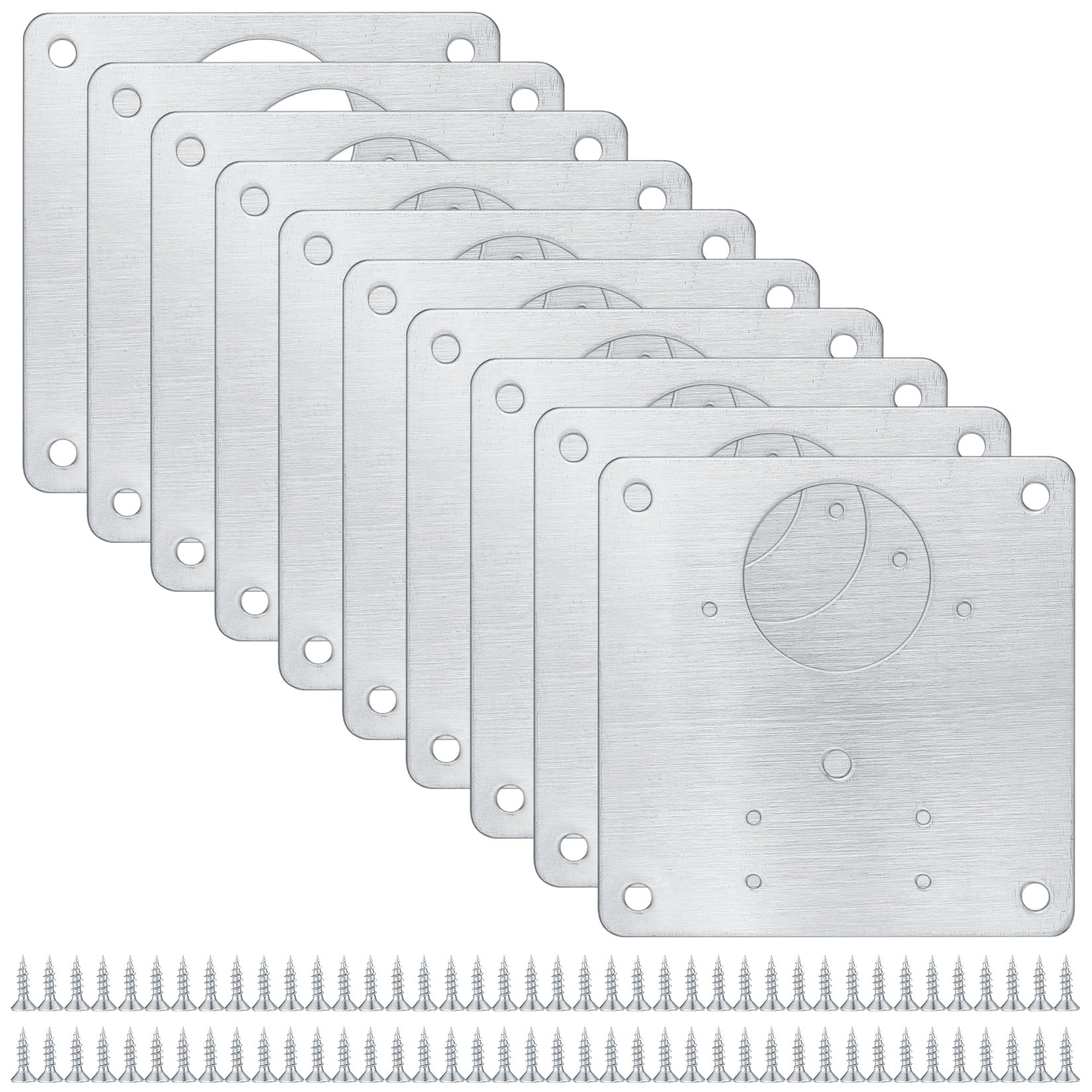 10 Pcs Hinge Repair Plate, Kitchen Cupboard Cabinets Door Hinge Repair Plate, Stainless Steel Hinges Repair Plates Brackets with Holes, Flat Fixing Joining Mending Plates Brackets with 80 Pcs Screws…