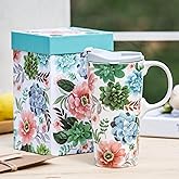 Topadorn Ceramic Travel Mug Coffee Cup with Gift Box and Lid, Microwave & Dishwasher Safe, 17oz Large Unique Coffee Mug for Latte & Hot Chocolate, Holiday Gift Her Him