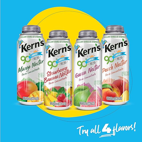 KERN’S GUAVA NECTAR LATA BOTELLA – MADE WITH FRESH FRUIT PUREE – GUAVA JUICE CONCENTRATE FOR TROPICAL FRUIT SMOOTHIE MIX, COCKTAIL MIXERS & KIDS BEVERAGES – 15.5OZ, 12 PACK RESEALABLE JUICE BOTTLES