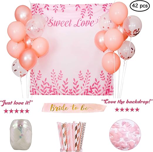 Amazon Com Rose Gold Bridal Shower Decorations Kit 42 Piece