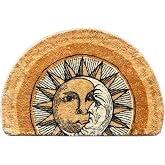 WERGHJ Half Round Door Mat, Semi Circle Bathroom Floor Rug, Tarot Sun Moon Welcome Entrance Way Mat, Non-Slip Absorbent Microfiber Tufted Indoor Rug for Kitchen Living Room