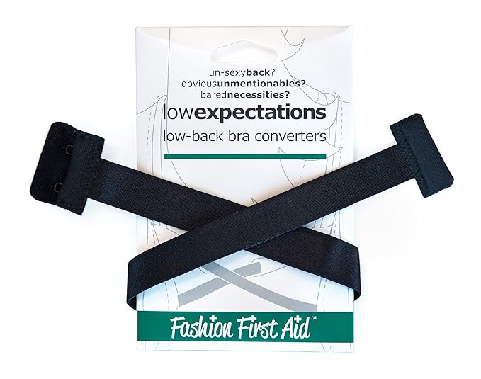 FASHION FIRST AID: Low Expectations BH-Verlängerung Rückenkonverter Erweiterung Tiefer BH-Verschluss Rückenfrei Schwarz Extra