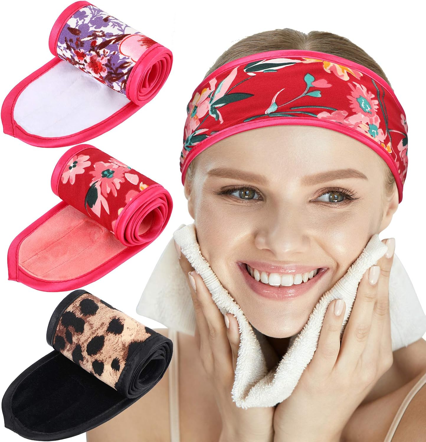 3 Pieces Facial Spa Headband Adjustable Makeup Hair Band Makeup Head