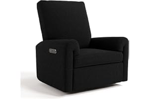 Storkcraft Sorrento Deluxe Power Recliner Swivel Glider (Black Boucle) – Premium Electronic Power Recliner for Nursery, Includes Dual-USB Charging Port with USB-A & USB-C, Nursery Glider Rocking Chair
