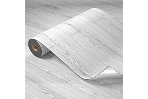 Oxdigi Peel and Stick Vinyl Flooring Roll 23"x 196"/32 Sq.Ft, Thicken Self Adhesive Vinyl Floor Tiles Wood Plank Flooring Waterproof Wear-resistant for any Room, Easy DIY Floor Coverings, White-Washed