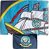 Navy Flag Embroidered Double Sided 3x5 Outdoor- United States Navy Naval Military Flags Banner 3ply Embroidered USN Flag with 2 Brass Grommets Vivid Colors Waterproof